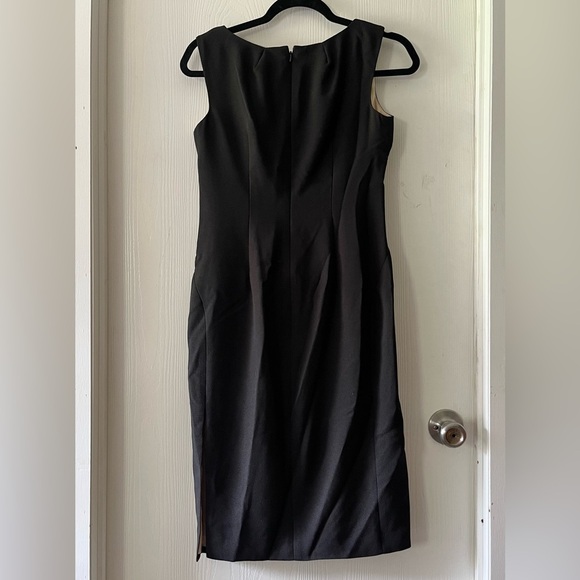 Maggy London Vintage Classic Black Midi Dress with Gold Inner Lining - Picture 2 of 5